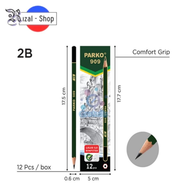 

(12 pcs) Pensil 2B Parko 909 by Greebel