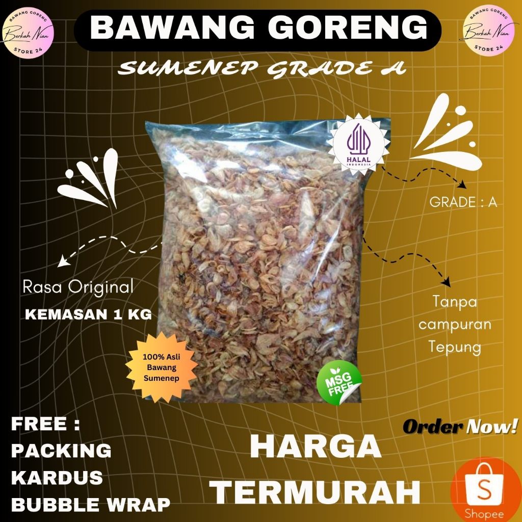 

RB Bawang Goreng Renyah Sumenep Grade A Murni 1kg termurah