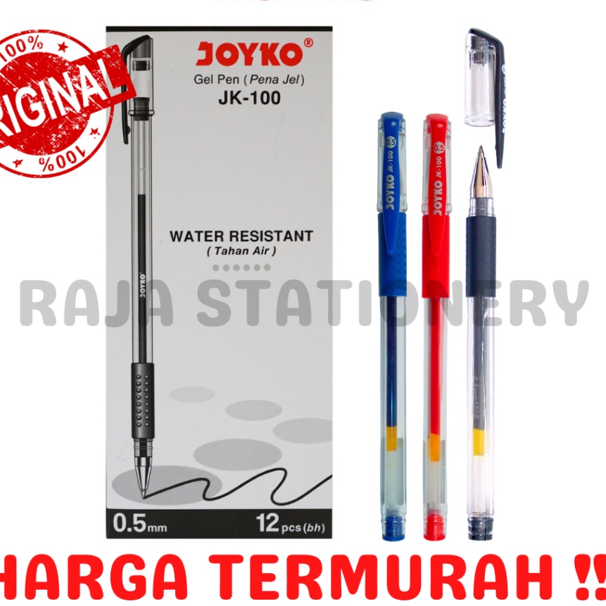 

KI3 JOYKO GEL PEN JK1 PEN BLACK BLUE RED PULPEN PENA JOYKO HITAM BIRU MERAH LUSIN 12PCS