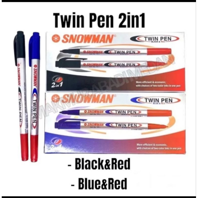 

1 PCS PULPEN SPIDOL 2 WARNA Twin Pen Spidol 2in1 SNOWMAN