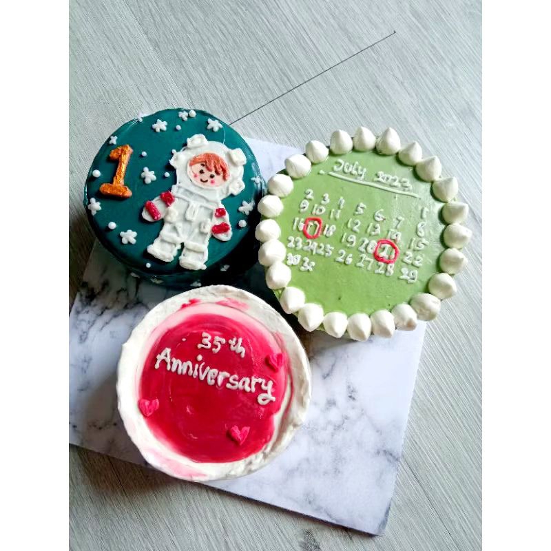 

(BACA DESKRIPSI) Kue Ultah Korean Cake UK 12 x 3 wajib INSTANT H-3 Bento Cake Birthday Ulang Tahun Bebas Dekor Karakter