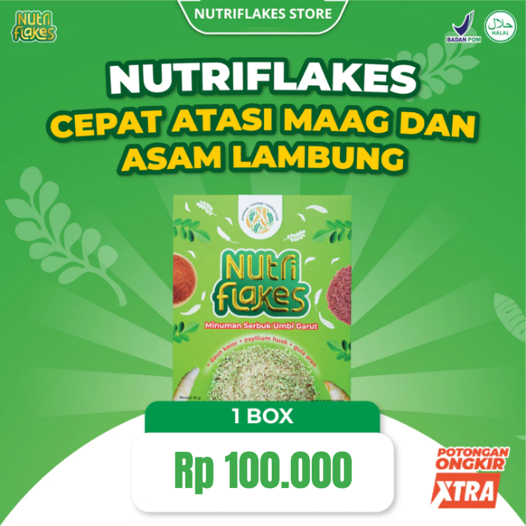 

NUTRIFLAKES Sereal Umbi Garut Atasi Asam Lambung Secara Alami Tanpa Efek Samping 1 Box