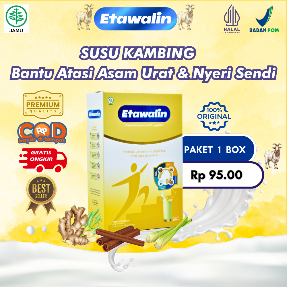 

Etawalin Susu Kambing Bantu Atasi Asam Urat & Nyeri Sendi Paket 1 Box