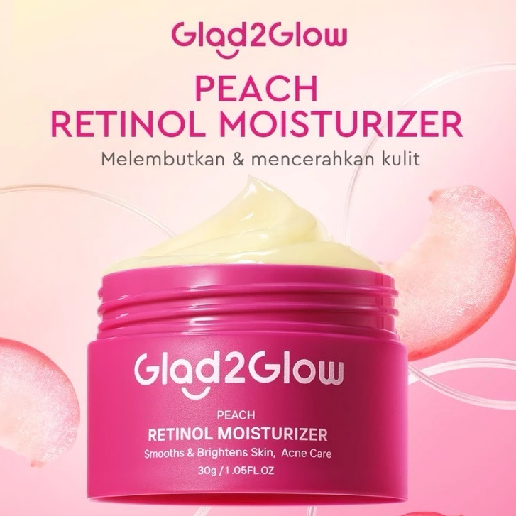 Glad2Glow Peach Retinol Moisturizer 30g || Pelembab Wajah Retinol Anti Aging || Retinol Cream Facial