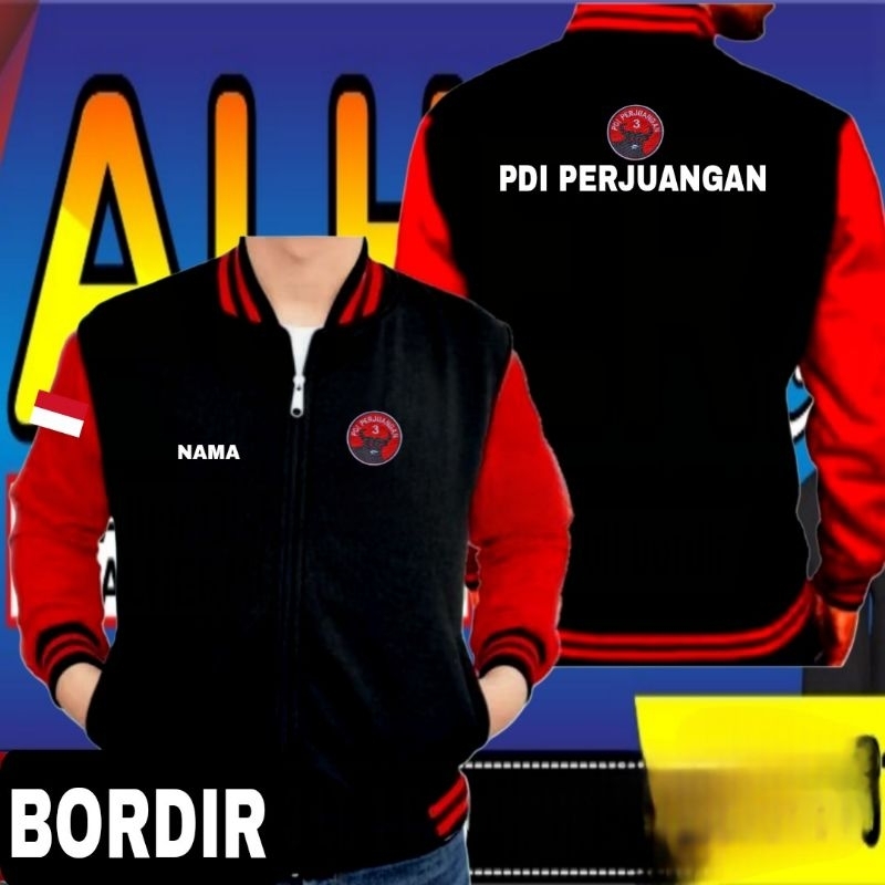 jaket bordir partai PDI Perjuangan jaket PDI jaket versity PDI jaket partai PDI jaket bomber partai 