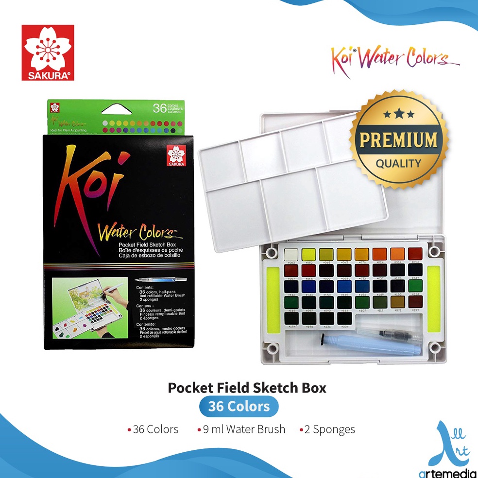 

KODE Y18E Sakura Koi Waterlor 36 Pocket Field Sketch Box