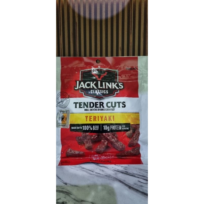

Snack USA Beef Jerky - Jack Links Tender Cuts (original / teriyaki) - Dendeng Sapi - Makanan siap saji - Snack protein