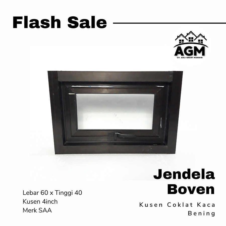 jendela aluminium boven L60 X T40 tebal kusen 4 inch