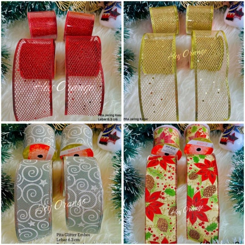 

Pita Natal Glitter / Pita Pohon Natal / Pita Hamper Kado Murah Best Seller Dekorasi Christmas