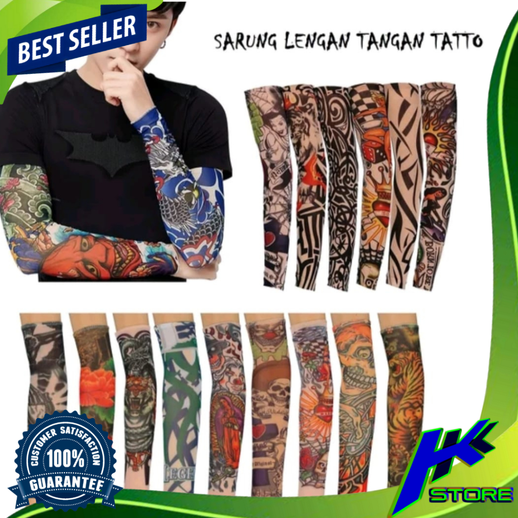 Manset Tangan Sarung Tangan Lengan Motif Tato Temporary Tattoo Sleeves