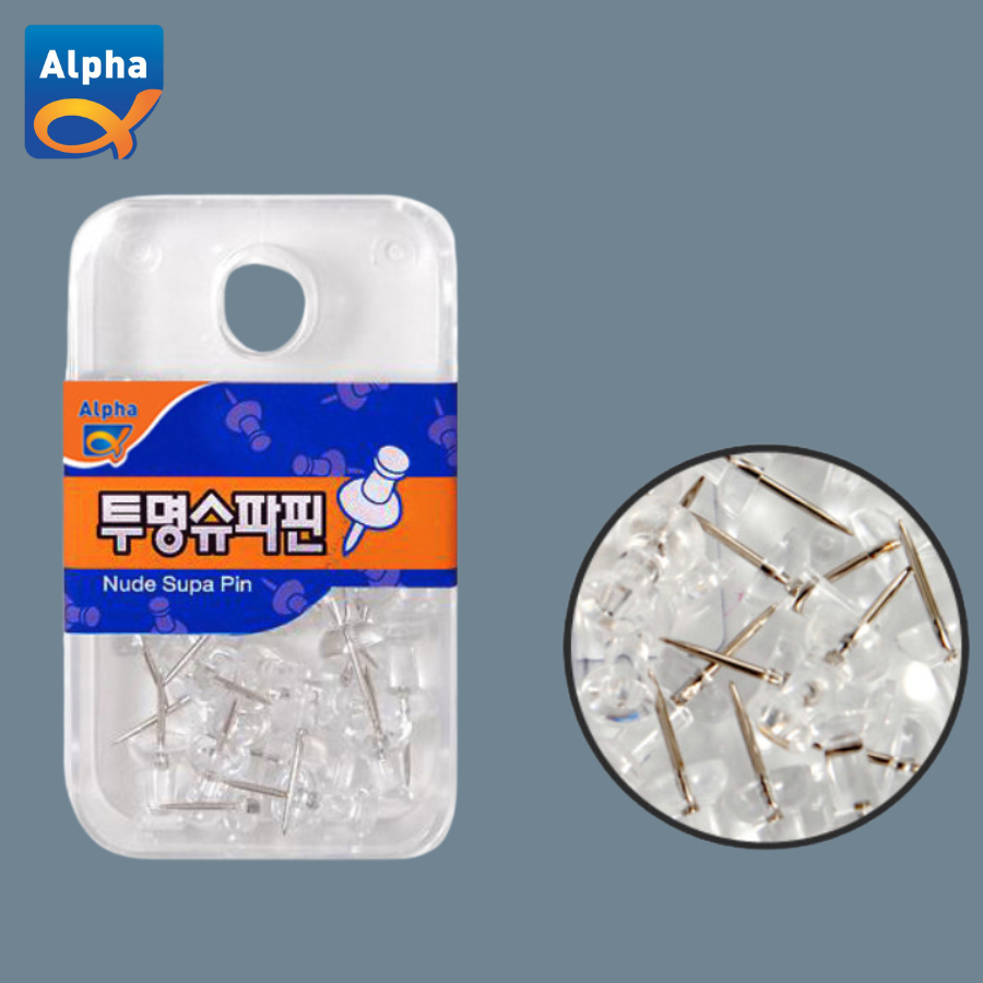 

[Alpha] Transparent Push Pin - isi 22 Pcs