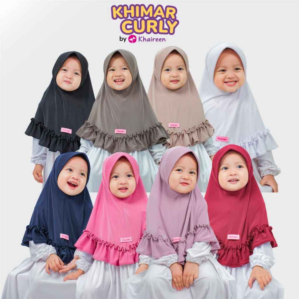 KHAIREEN Khimar Curly (0-10 Tahun) Hijab Anak Jilbab Balita Jilbab Anak Jersey Polos