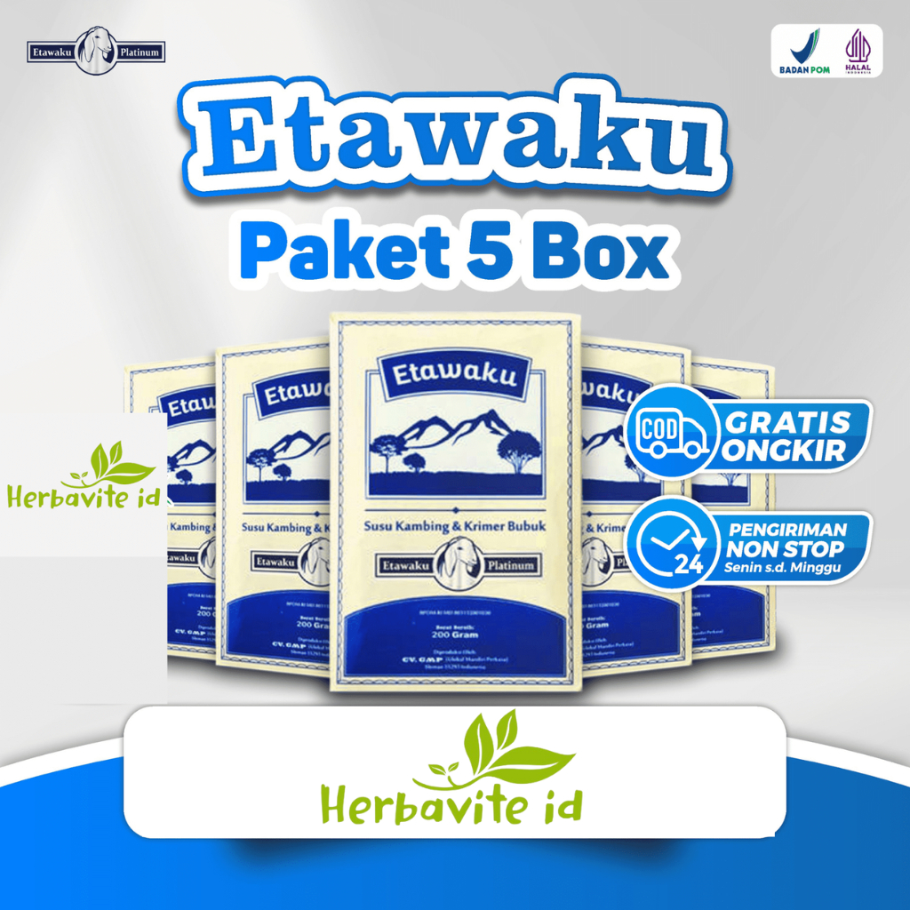 Etawaku Platinum Paket 5 Susu Kambing Sembuhkan Masalah Pernafasan Isi 200gr