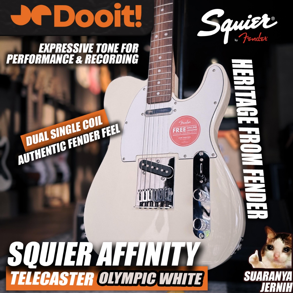 Squier Affinity Telecaster Maple Electric Elektrik Guitar Gitar by FENDER - OLYMPIC WHITE