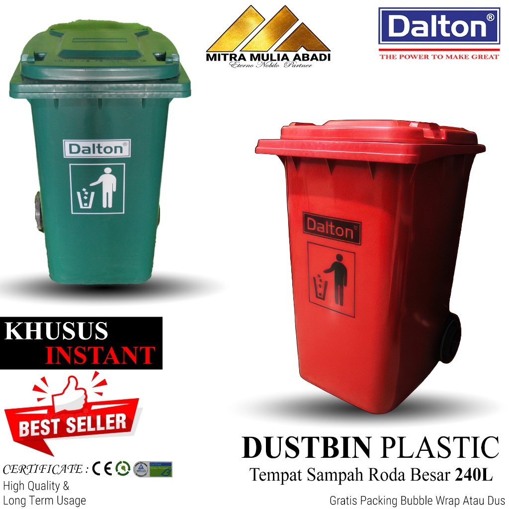 *KHUSUS INSTANT* Tempat Sampah Roda Besar 240 Liter Dalton HPDE / DUSTBIN / Bak Sampah Dalton