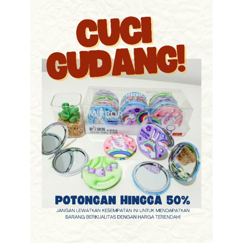 Cermin Rias makeup lipat/Kaca karakter / Kaca saku mini