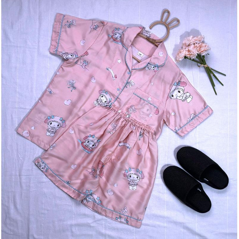 Piyama bahan organic bamboo - motif My Melody - pink | baju tidur wanita lucu