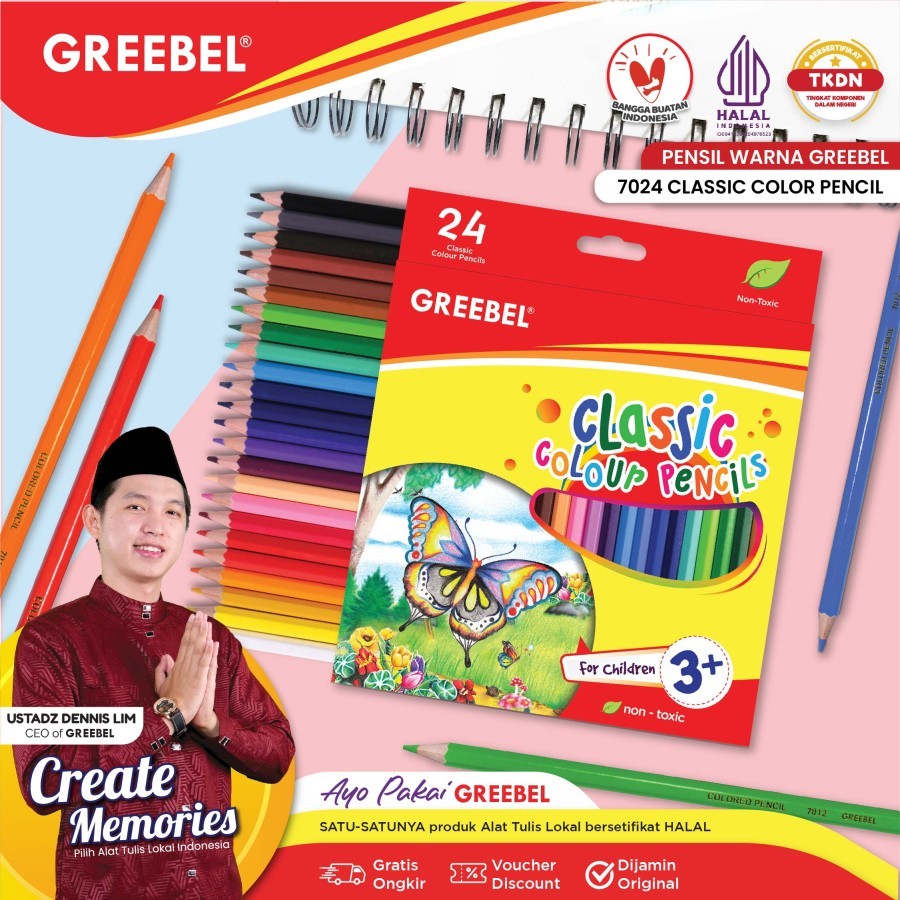 

PENSIL WARNA / CLASSIC COLOR PENCIL GREEBEL 7024 24WARNA