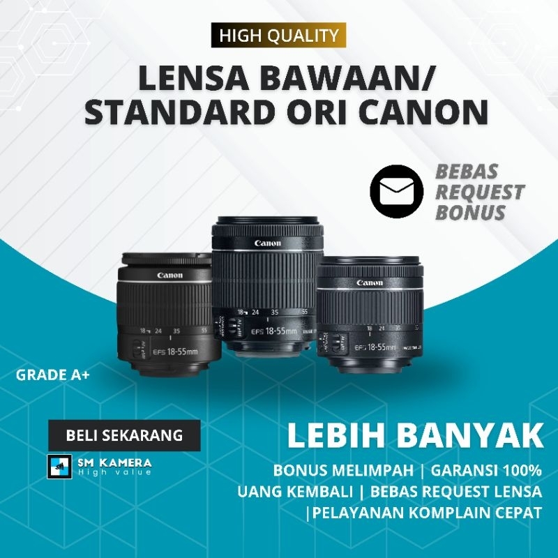 Bawaan Original LENSA KIT DSLR CANON 18-55MM IS STM LENSA KIT DSLR CANON IS LENSA KIT MURAH LENSA MU