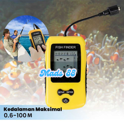 Alarm Alarem Radar Sonar Fish Finder Alat Pelacak Pencari Ikan Mancing Laut LCD Digital Portabel