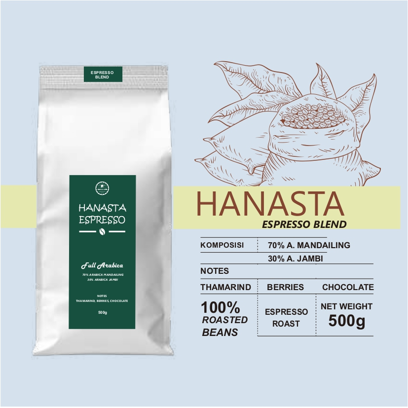 

Hanasta Coffee Espresso blend full Arabica 1000g