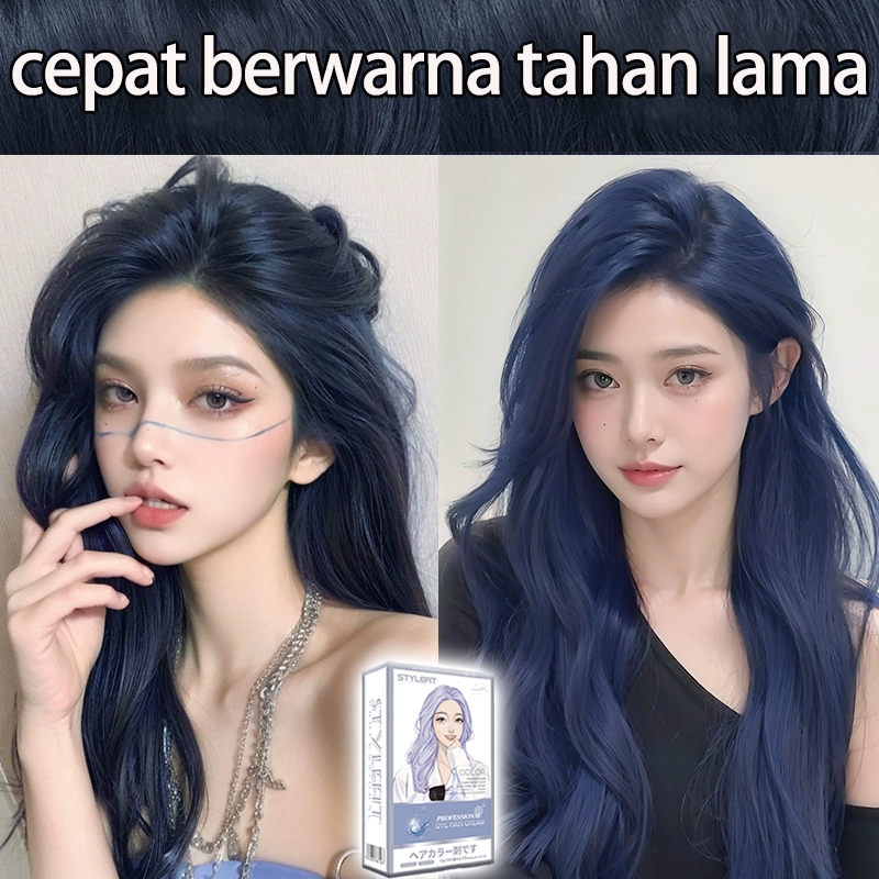 【Beli 100ml gratis 100ml 】STYLE FIT cat rambut biru*200ml Tidak perlu pemutih,Membuat kulit tampak c