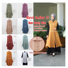 Long Vest Outer Ceruti / Cerutty Polos tanpa lengan model Kancing / Outer Hijab Kekinian