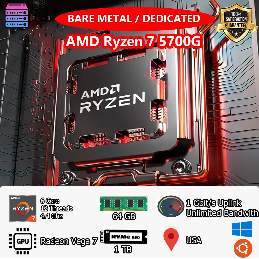 Bare Metal AMD Ryzen 7 NVMe  Bulanan Bisa Diperpanjang