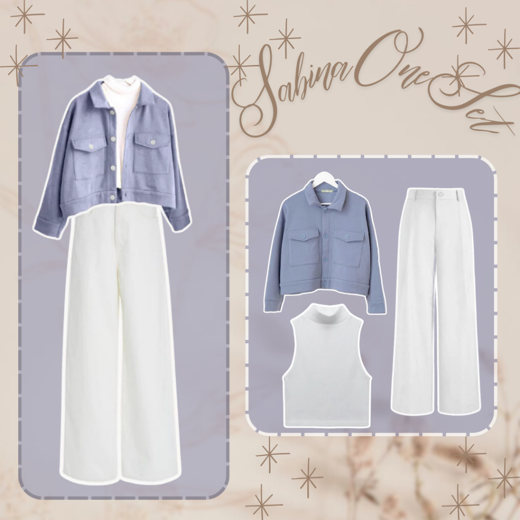 Sabina One Set Outfit Remaja Kekinian OOTD Hangout Cardigan + Inner + Celana Kulot OOTD Korean Style
