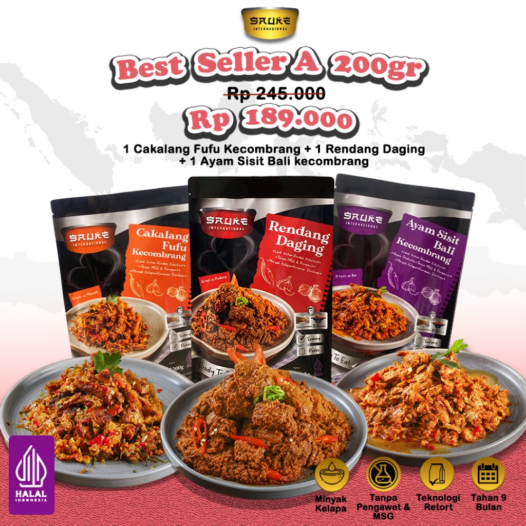 

SAUKE Paket Best Seller 200 Gr Isi 3 Lauk Siap Saji