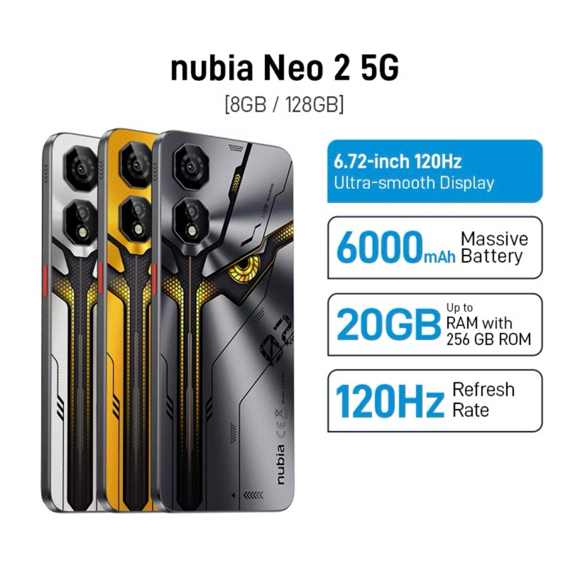 Nubia NEO 2 5G NFC RAM 8GB+ROM 256GB 6.000 mAh Garansi Resmi