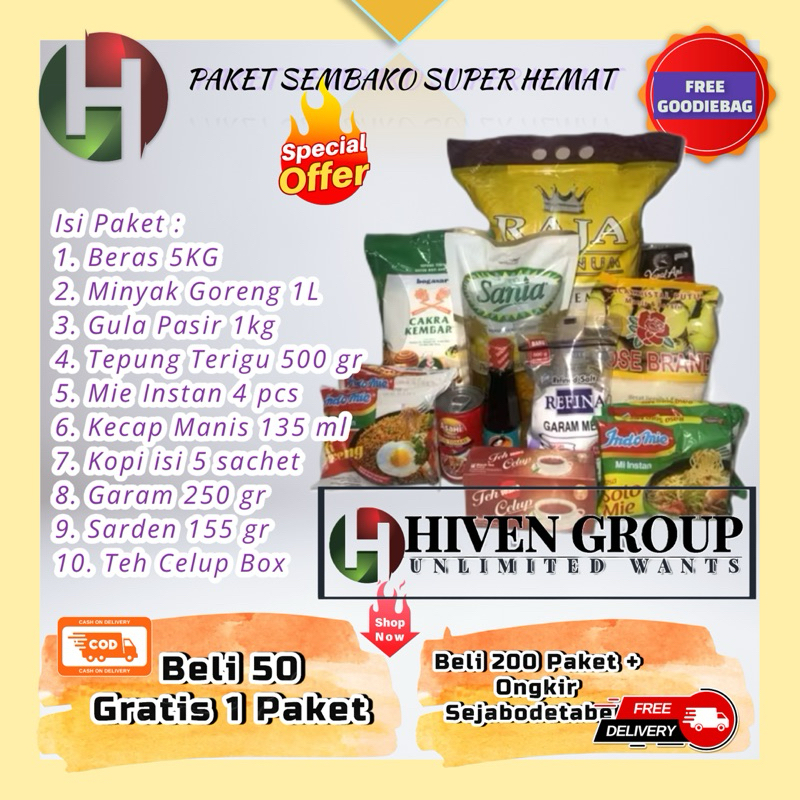 

PAKET SEMBAKO KEBUTUHAN KELUARGA SUPER HEMAT