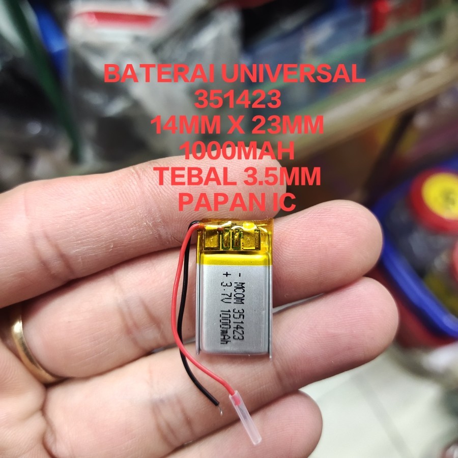 BATERAI ELEKTRONIK 351423 UKURAN 14mm x 23mm KABEL 2 BATTERY UNIVERSAL