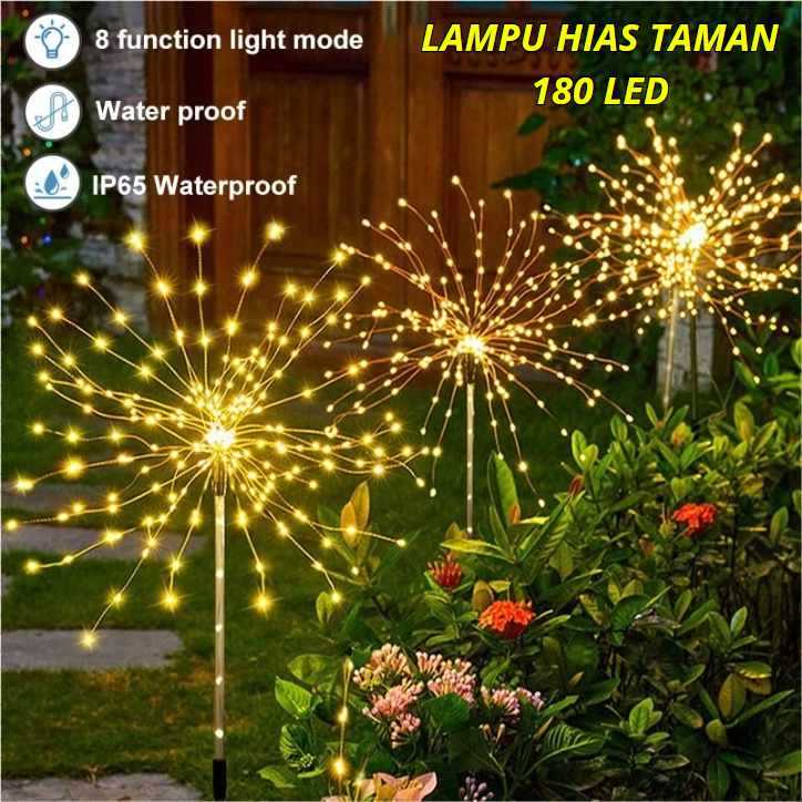 Lampu Dekorasi Hias Taman 180 LED Solar Firework Light / Lampu Kembang Api Outdoor