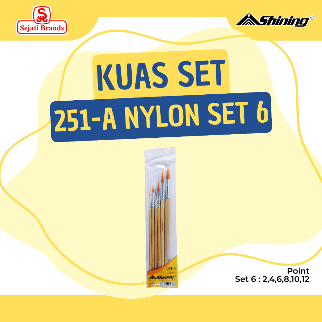 

SHINING Kuas Gambar/Lukis-Paint brush set 251-A(set 6)no.2,4,6,8,10,12