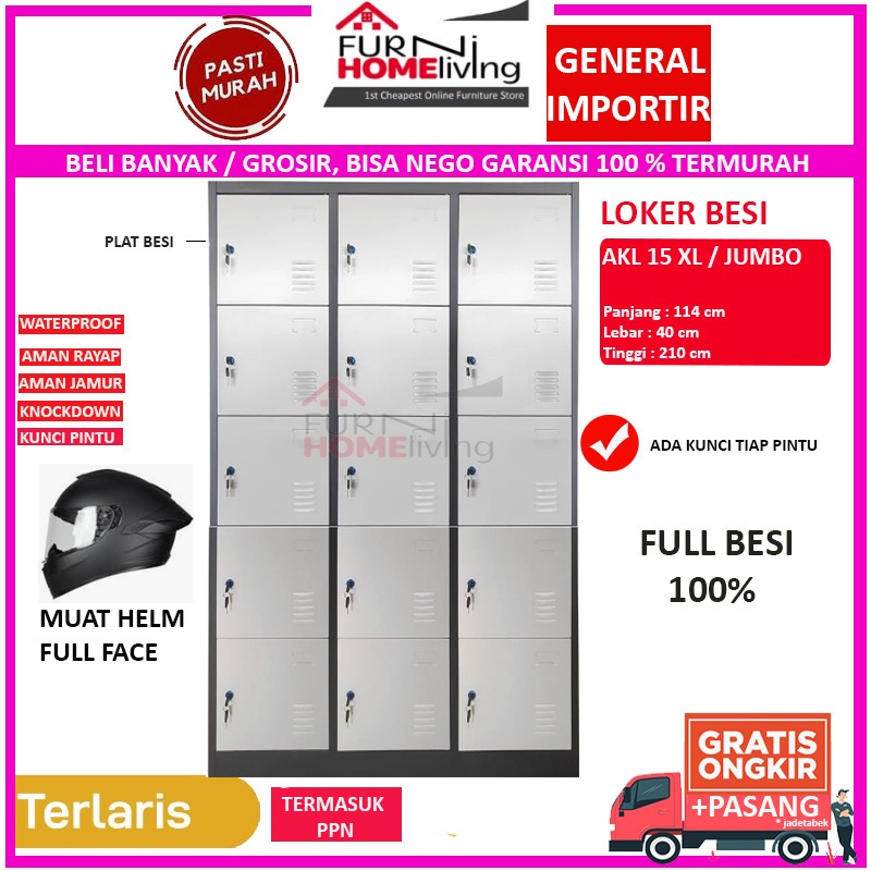 Loker HELMET HELM Full Face Loker Besi 15 Pintu Jumbo XL