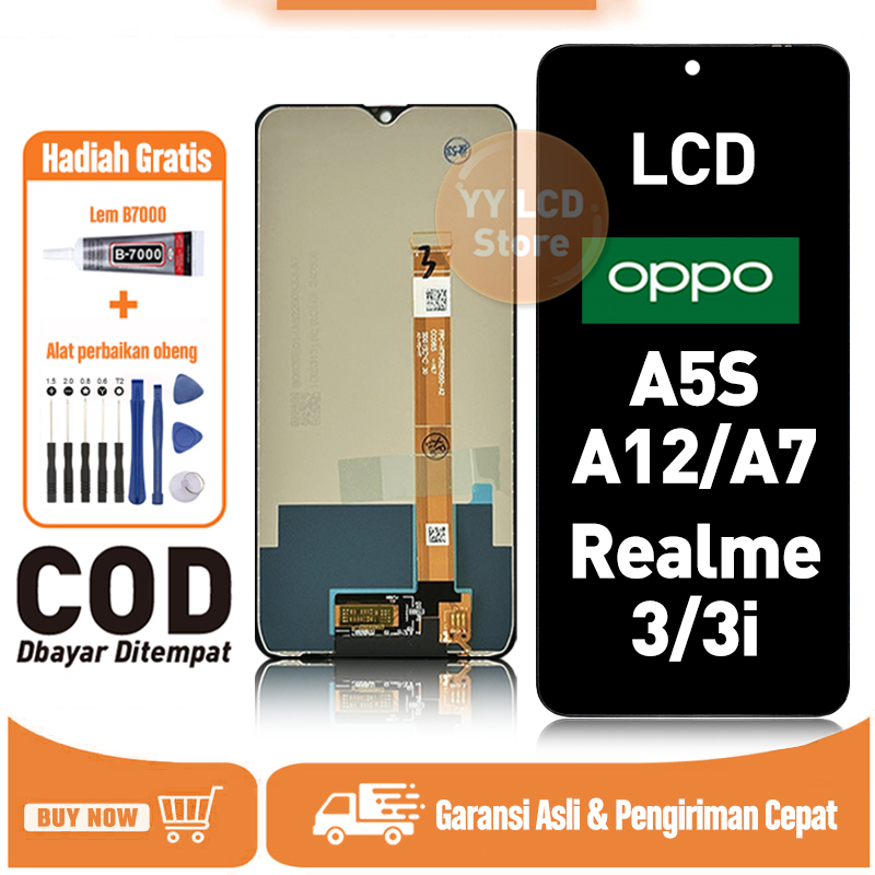 【ORIGINAL】LCD FOR OPPO A5S OPPO A12 OPPO A7 REALME 3 Realme 3i COD TOUCHSCREEN Fullset Crown Murah C