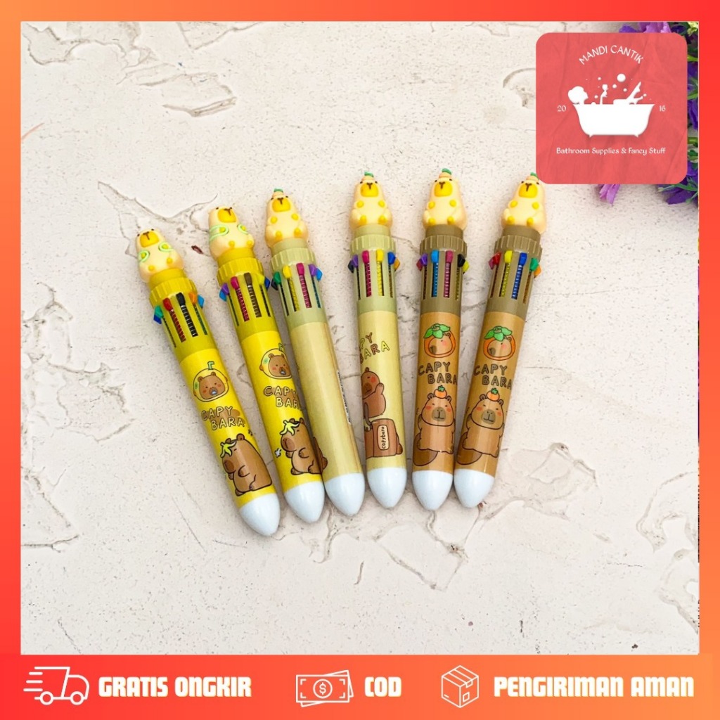 

PULPEN CETEK 10 WARNA CAPYBARA PC-1570 PEN BOLPEN PENA LUCU IMUT KADO UNIK CAPIBARA KAPIBARA CAPPYBARA