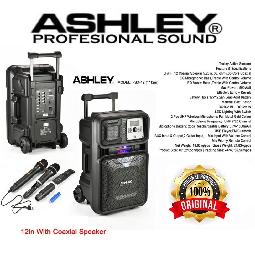 ASHLEY PBX12 SPEAKER PORTABLE WIRELESS ASHLEY PBX12 ORIGINAL PBX12 MIC ORI