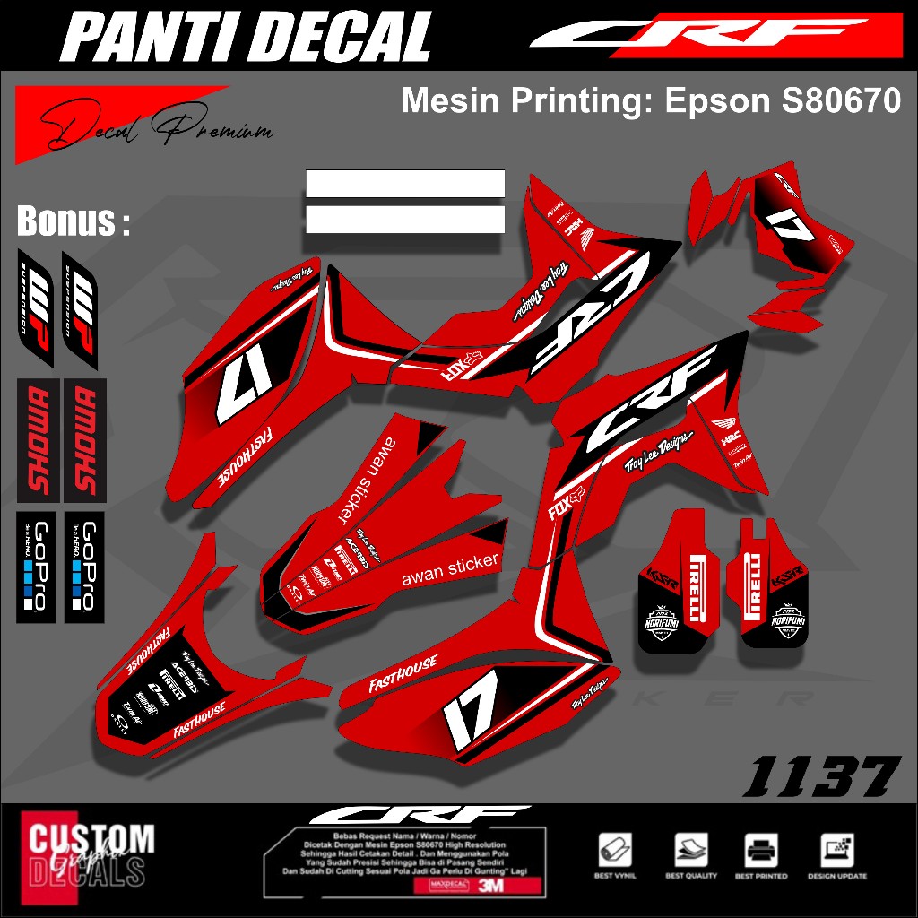 Decal CRF 150 L Full Body Keren Supermoto - Variasi Aksesoris Sticker