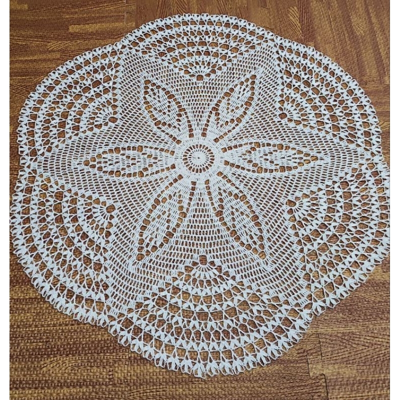 Taplak meja rajut bulat, taplak meja bulat, rajutan tangan, handmade, doily crochet