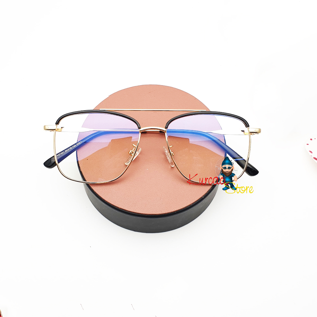 Frame Kacamata Minus Retro Photocromic Blueray Charlie Kotak Ouval Nosepad Gantung Pria Wanita Korea