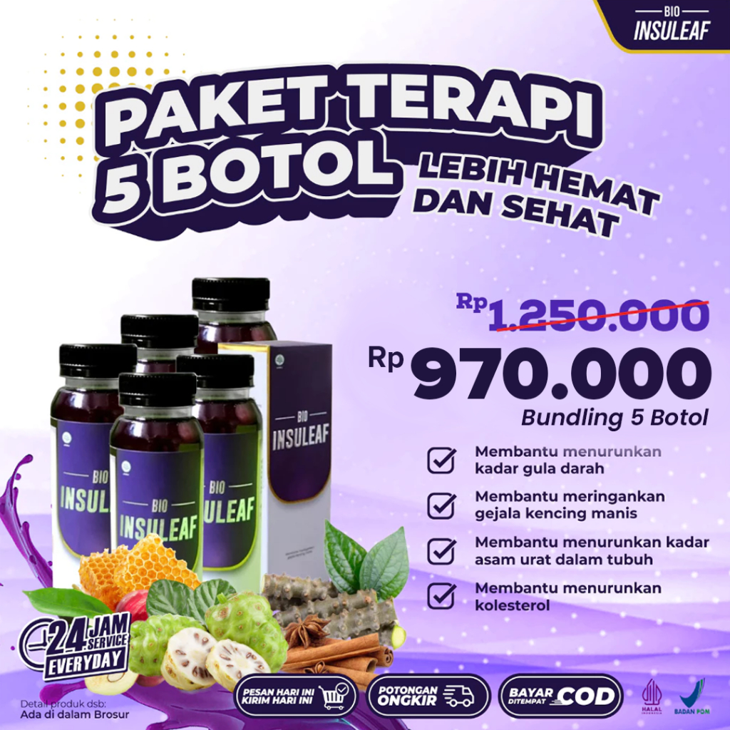 

Bio Insuleaf Cukup 2x Sehari Kadar Gula Teratasi Tanpa Obat Bantu Turunkan Gula Darah Paket 5 Botol