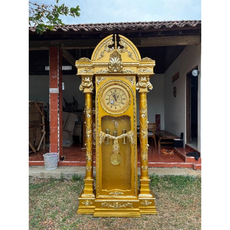 LEMARI JAM HIAS BRAWIJAYA JATI + MESIN JAM