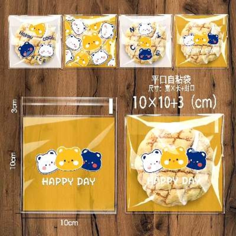 

100Pcs Plastik Opp 10x10 cm Cookies Kue Candy Brownies Packaging lucu