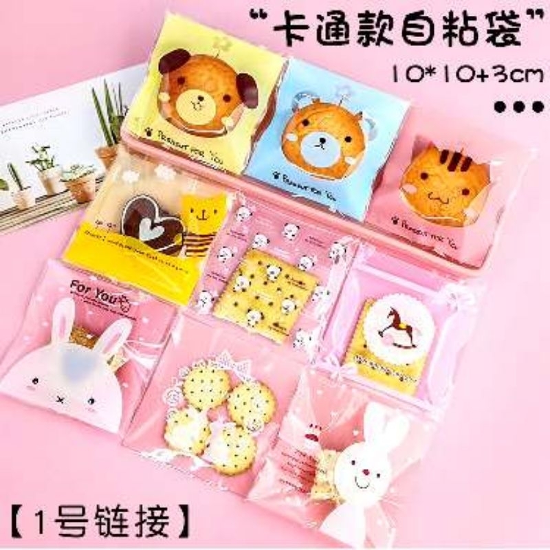 

100Pcs Plastik Opp 10x10 cm Cookies Kue Candy Brownies Packaging lucu