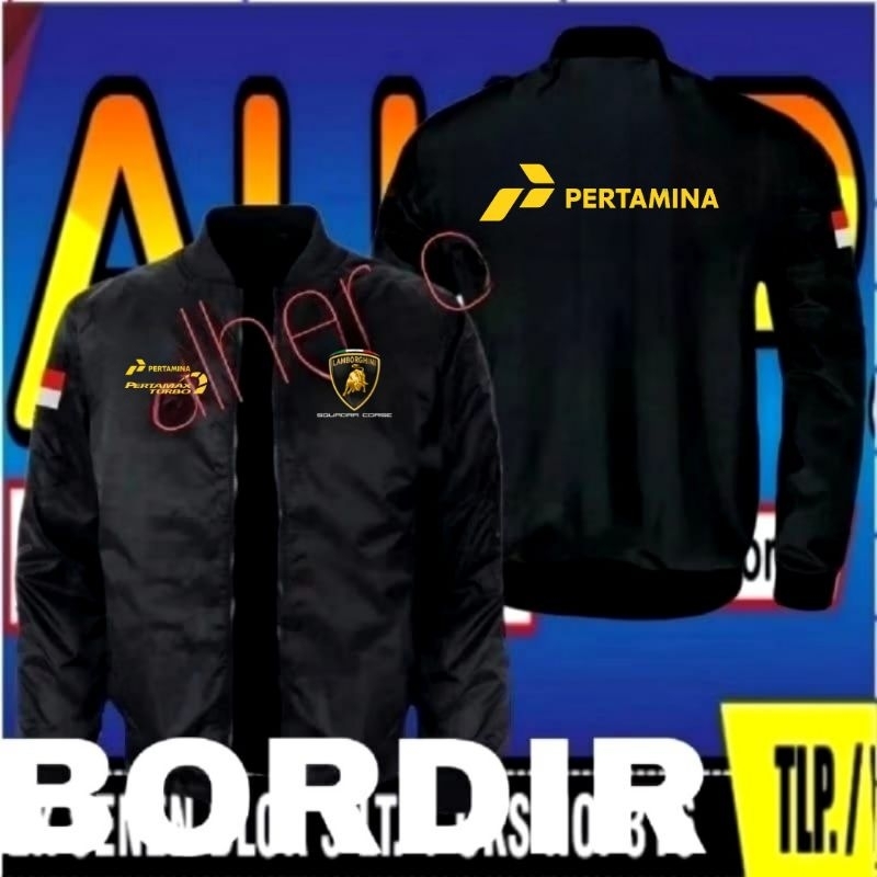 Jaket bordir Pertamax turbo full bordir jaket Pertamina jaket bomber Pertamax turbo jaket Pertamina 