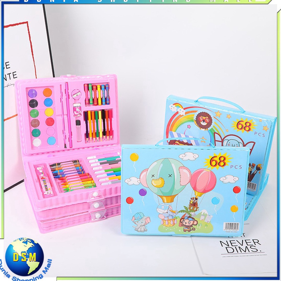 

Bonus Bubble DSM Drawing Set 68Pcs Oil Pastel Crayon 68 IN 1 Set Krayon Mewarnai dan Melukis Lengkap dengan Cat Air Alat Mewarnai Anak Anak Bentuk Koper