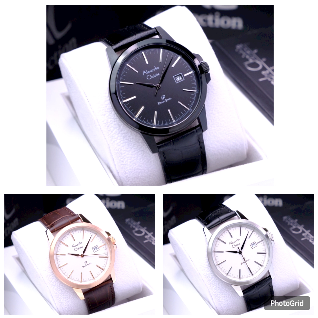 Jam Tangan Pria AC Alexandre Christie 1008 Original - Tali Kulit - Garansi Resmi 1 Tahun