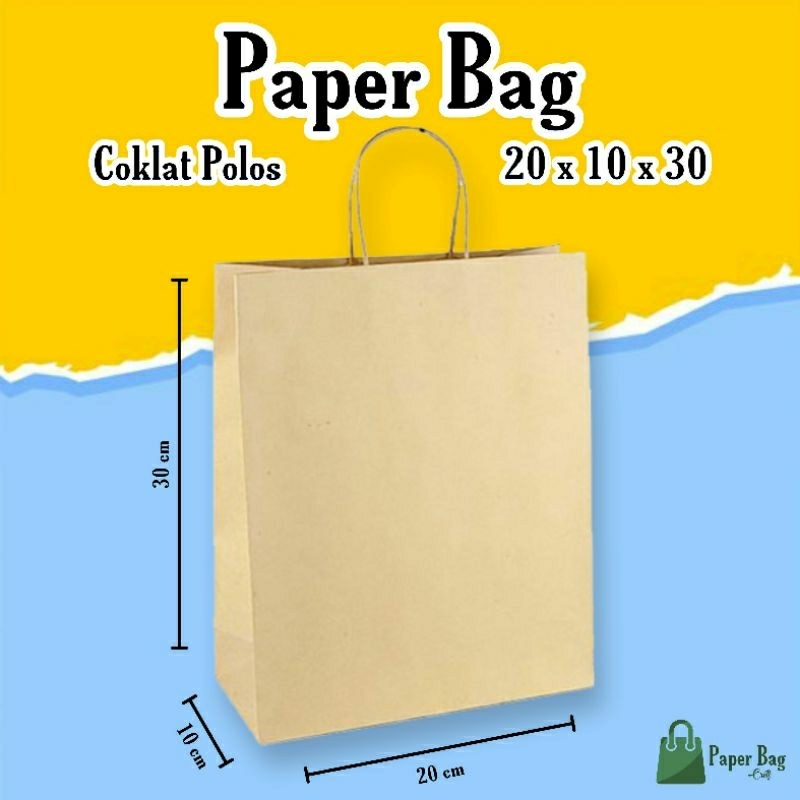 

Paperbag Grosir 20x10x30 (R6panjang) Coklat Polos Murah